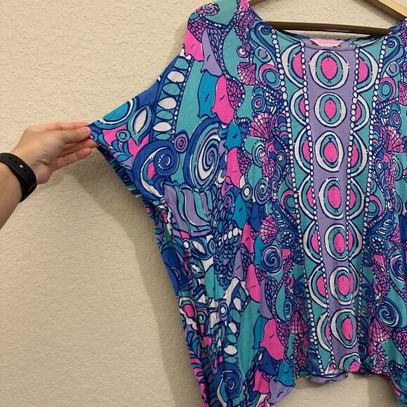 LILLY PULITZER Cooper Caftan Top Colorful Sea Jewels Beach Vacay - Picture 4 of 9